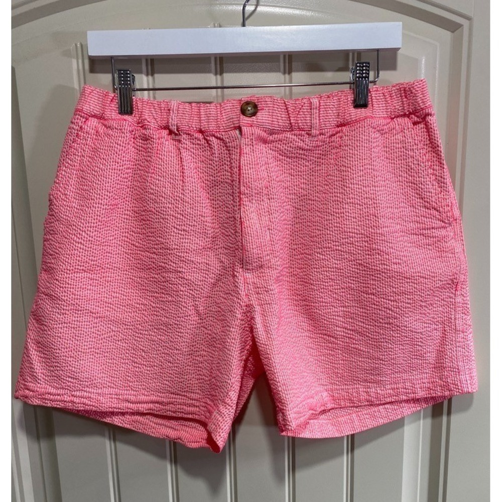 Chubbies Shorts Men XL 5" Inseam Seersucker Striped Pink Stretch OG USA Original